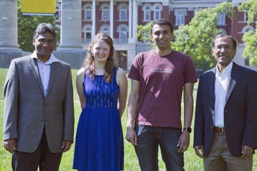 CAPTION Prasad Calyam, Brittany Morago, Rengarajan Pelapur and Kannappan Palaniappan were part of a team that developed cloud architecture for processing visual data in disaster situations. CREDIT Credit: Hannah Sturtecky