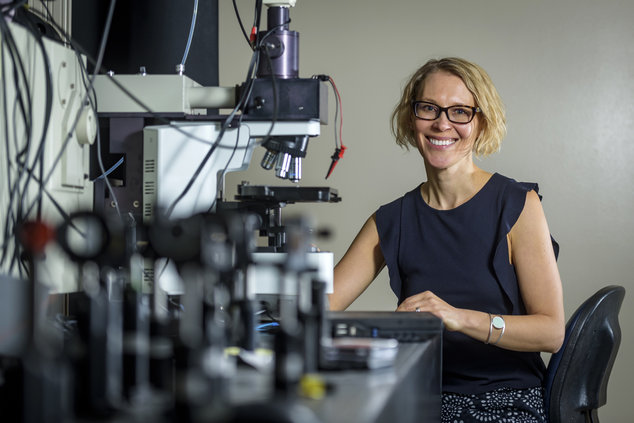 Alexandra Boltasseva in her lab at Birck Nanotechnology Center. (Purdue University photo/Alex Kumar)