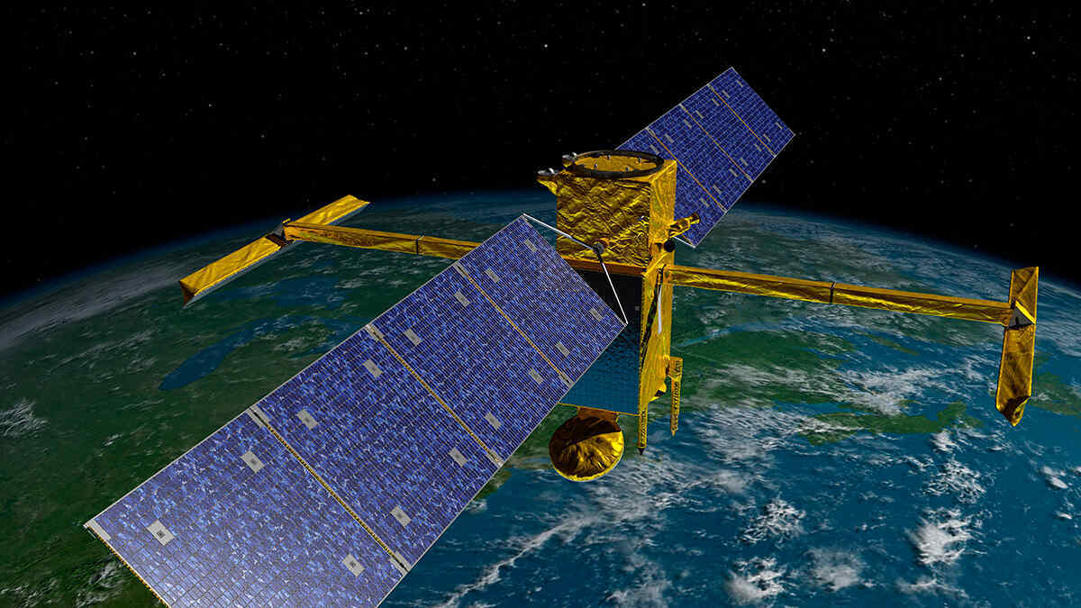 This artist’s concept depicts the Surface Water and Ocean Topography (SWOT) satellite, launched in December 2022. Credit: NASA/Jet Propulsion Laboratory