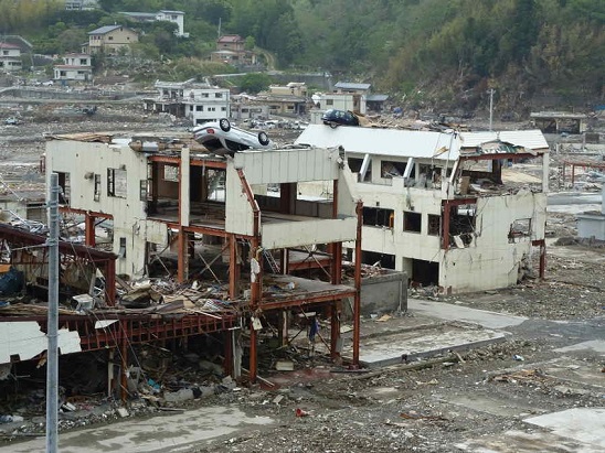 Damage in Onagawa, Japan, after the 2011 Tōhoku earthquake and tsunami