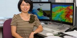 Wenwen Li, a professor in ASU's School of Geographical Sciences and Urban Planning, is using cutting-edge computer science techniques to support terrain and environmental research. Credit: Andy DeLisle/ASU Wenwen Li, a professor in ASU's School of Geographical Sciences and Urban Planning, is using cutting-edge computer science techniques to support terrain and environmental research. Credit: Andy DeLisle/ASU