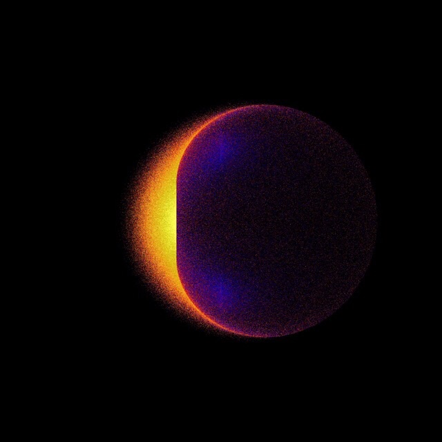 CAPTION This image shows the gamma-ray signal produced in the computer simulation by annihilations of dark matter particles. Lighter colors indicate higher energies. The highest-energy gamma rays originate from the center of the crescent-shaped region at left, closest to the black hole's equator and event horizon. The gamma rays with the greatest chances of escape are produced on the side of the black hole that spins toward us. Such lopsided emission is typical for a rotating black hole. CREDIT Credit: NASA Goddard/Jeremy Schnittman CAPTION This image shows the gamma-ray signal produced in the computer simulation by annihilations of dark matter particles. Lighter colors indicate higher energies. The highest-energy gamma rays originate from the center of the crescent-shaped region at left, closest to the black hole's equator and event horizon. The gamma rays with the greatest chances of escape are produced on the side of the black hole that spins toward us. Such lopsided emission is typical for a rotating black hole. CREDIT Credit: NASA Goddard/Jeremy Schnittman