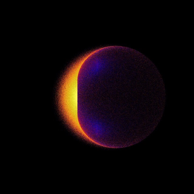 CAPTION This image shows the gamma-ray signal produced in the computer simulation by annihilations of dark matter particles. Lighter colors indicate higher energies. The highest-energy gamma rays originate from the center of the crescent-shaped region at left, closest to the black hole's equator and event horizon. The gamma rays with the greatest chances of escape are produced on the side of the black hole that spins toward us. Such lopsided emission is typical for a rotating black hole. CREDIT Credit: NASA Goddard/Jeremy Schnittman