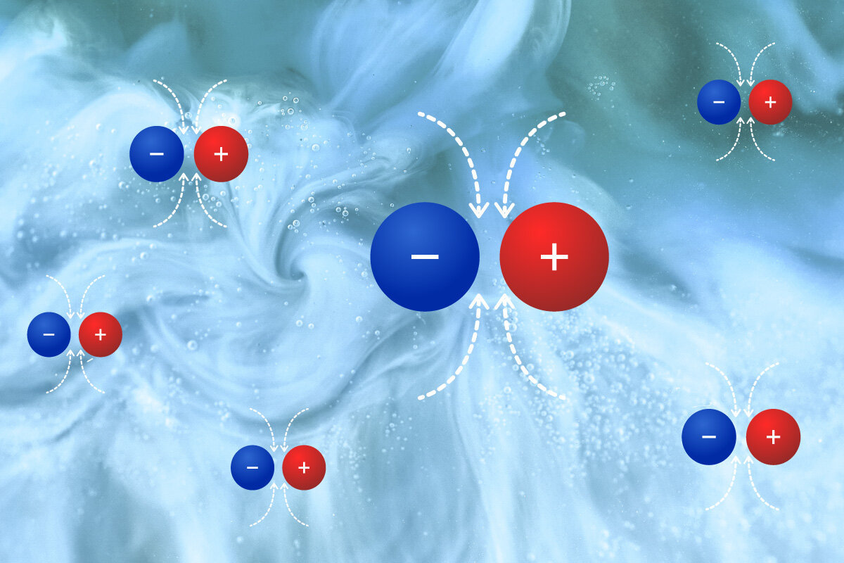 Researchers at The University of Tokyo show how including the effects of the surrounding water during the aggregation of charged particles can improve the accuracy of simulations, which may help elucidate biological self-assembly Researchers at The University of Tokyo show how including the effects of the surrounding water during the aggregation of charged particles can improve the accuracy of simulations, which may help elucidate biological self-assembly
