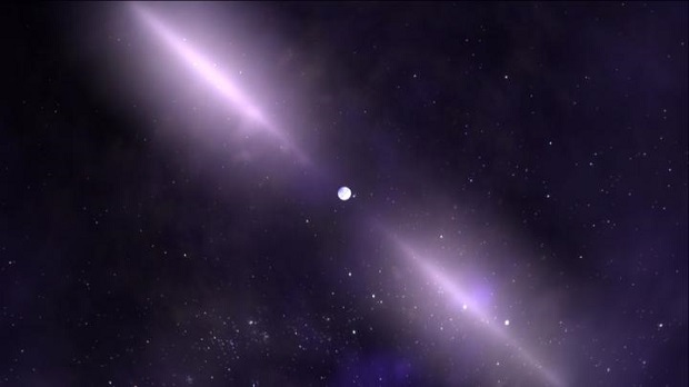 CAPTION This artists concept shows the two jets from a pulsar. CREDIT NASA's Goddard Space Flight Center CAPTION This artists concept shows the two jets from a pulsar. CREDIT NASA's Goddard Space Flight Center