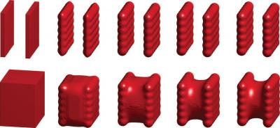 These are snapshots from numerical relaxation of the two-plate system. A red region indicates the solute region without solvent. Credit: Reproduced from the Journal of Chemical Physics. See: http://dx.doi.org/10.1063/1.4812839 Supercomputing results 20 times faster for new drugs to treat diseases