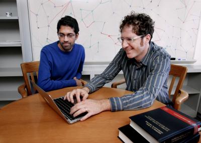 David Blei (right), an associate professor of computer science at Princeton, and Prem Gopalan (left), a doctoral student, have developed a method to identify groups within vast sets of data such as patents or scientific research citations. Photo by Frank Wojciechowski for the School of Engineering and Applied Science Blei, Gopalan develop method to uncover hidden structures