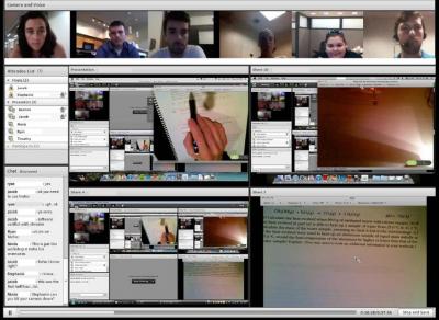 This shows peer-led team learning at Indiana University-Purdue University Indianapolis. IUPUI researchers evaluate peer-led team learning in cyberspace
