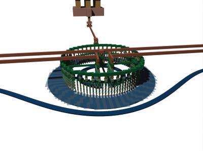 This is a 3-D rendering of the modulator which efficiently imprints electrical data onto an optical light wave. By Mark Wade This is a 3-D rendering of the modulator which efficiently imprints electrical data onto an optical light wave. By Mark Wade