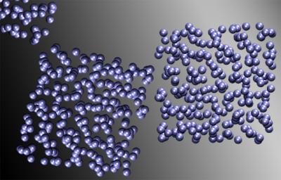 This image shows a simulation of hydrogen atoms. This image shows a simulation of hydrogen atoms.