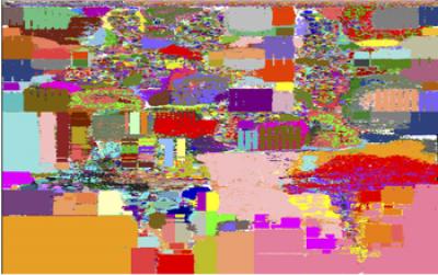 Advanced techniques such as 'structured placement,' shown here and developed by Markov's group, are currently being used to wring out optimizations in chip layout. Different circuit modules on an integrated circuit are shown in different colors. Algorithms for placement optimize both the locations and the shapes of modules; some nearby modules can be blended when this reduces the length of the connecting wires. Credit: Jin Hu, Myung-Chul Kim, Igor L. Markov (University of Michigan) Advanced techniques such as 'structured placement,' shown here and developed by Markov's group, are currently being used to wring out optimizations in chip layout. Different circuit modules on an integrated circuit are shown in different colors. Algorithms for placement optimize both the locations and the shapes of modules; some nearby modules can be blended when this reduces the length of the connecting wires. Credit: Jin Hu, Myung-Chul Kim, Igor L. Markov (University of Michigan)