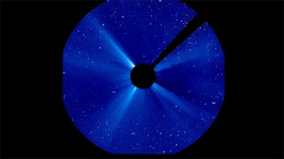A coronal mass ejection on Jan. 20, 2005, produced an extreme amount of solar particles, seen as white static in this imagery from ESA/NASA's Solar and Heliospheric Observatory. Closer to Earth, it created a solar storm with an unusual combination of strong and weak effects. A coronal mass ejection on Jan. 20, 2005, produced an extreme amount of solar particles, seen as white static in this imagery from ESA/NASA's Solar and Heliospheric Observatory. Closer to Earth, it created a solar storm with an unusual combination of strong and weak effects.