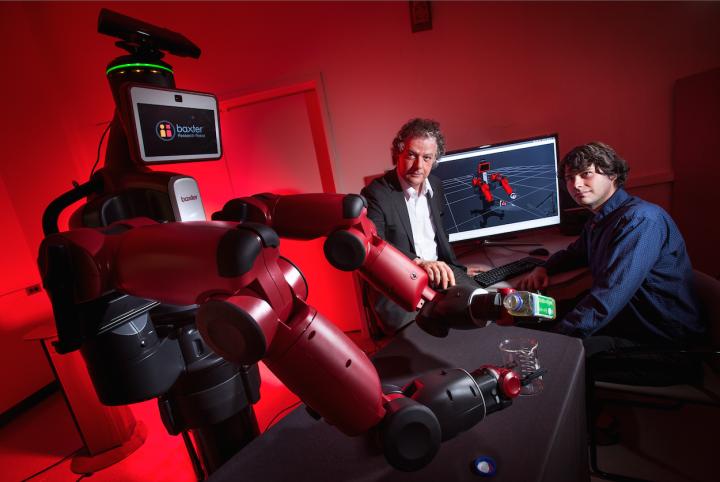 University of Maryland computer scientist Yiannis Aloimonos (center) is developing robotic systems able to visually recognize objects and generate new behavior based on those observations. Credit John T. Consoli University of Maryland computer scientist Yiannis Aloimonos (center) is developing robotic systems able to visually recognize objects and generate new behavior based on those observations. Credit John T. Consoli