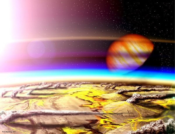 Artist’s impression of a Young Earth (credit W. Henning) Artist’s impression of a Young Earth (credit W. Henning)