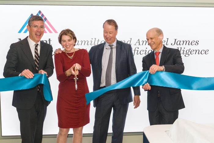 Mount Sinai CEO Brendan G. Carr, Amabel James and Hamilton Evans "Tony" James, and Eric J. Nestler at a recent ribbon-cutting for the Hamilton and Amabel James Center for Artificial Intelligence and Human Health of the Icahn School of Medicine at Mount Sinai. CREDIT Sami Rauf on behalf of the Mount Sinai Health System Mount Sinai CEO Brendan G. Carr, Amabel James and Hamilton Evans "Tony" James, and Eric J. Nestler at a recent ribbon-cutting for the Hamilton and Amabel James Center for Artificial Intelligence and Human Health of the Icahn School of Medicine at Mount Sinai. CREDIT Sami Rauf on behalf of the Mount Sinai Health System