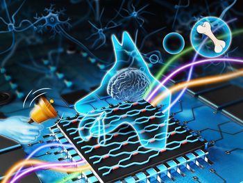 An illustration of Pavlov's experiment on associated learning and a computer chip  CREDIT Zengguang Cheng