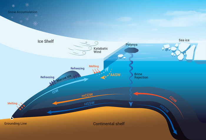 Figure 1 of Wang Z, Liu C, Cheng C, Qin Q, Yan L, Qian J, Sun C, Zhang L. On the Multiscale Oceanic Heat Transports Toward the Bases of the Antarctic Ice Shelves. Ocean-Land-Atmos. Res. 2023;2:Article 0010. CREDIT Wang Z, Liu C, Cheng C, Qin Q, Yan L, Qian J, Sun C, Zhang L. Figure 1 of Wang Z, Liu C, Cheng C, Qin Q, Yan L, Qian J, Sun C, Zhang L. On the Multiscale Oceanic Heat Transports Toward the Bases of the Antarctic Ice Shelves. Ocean-Land-Atmos. Res. 2023;2:Article 0010. CREDIT Wang Z, Liu C, Cheng C, Qin Q, Yan L, Qian J, Sun C, Zhang L.