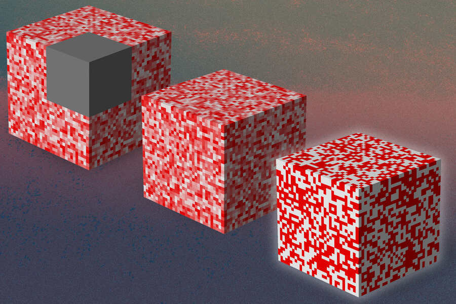 A machine-learning method developed at MIT detects internal structures, voids, and cracks inside a material, based on data about the material’s surface. On the top left cube, the missing fields are represented as a gray box. Researchers then leverage an AI model to fill in the blank (center). Then, the geometries of composite microstructures are identified based on the complete field maps using another AI model (bottom right). Credits:Image: Jose-Luis Olivares/MIT and the researchers A machine-learning method developed at MIT detects internal structures, voids, and cracks inside a material, based on data about the material’s surface. On the top left cube, the missing fields are represented as a gray box. Researchers then leverage an AI model to fill in the blank (center). Then, the geometries of composite microstructures are identified based on the complete field maps using another AI model (bottom right). Credits:Image: Jose-Luis Olivares/MIT and the researchers