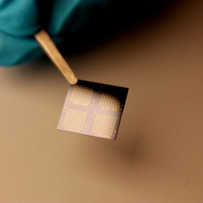 An electrochemical random access (ECRAM) memory component made with 2D titanium carbide.  CREDIT Mahiar Hamedi