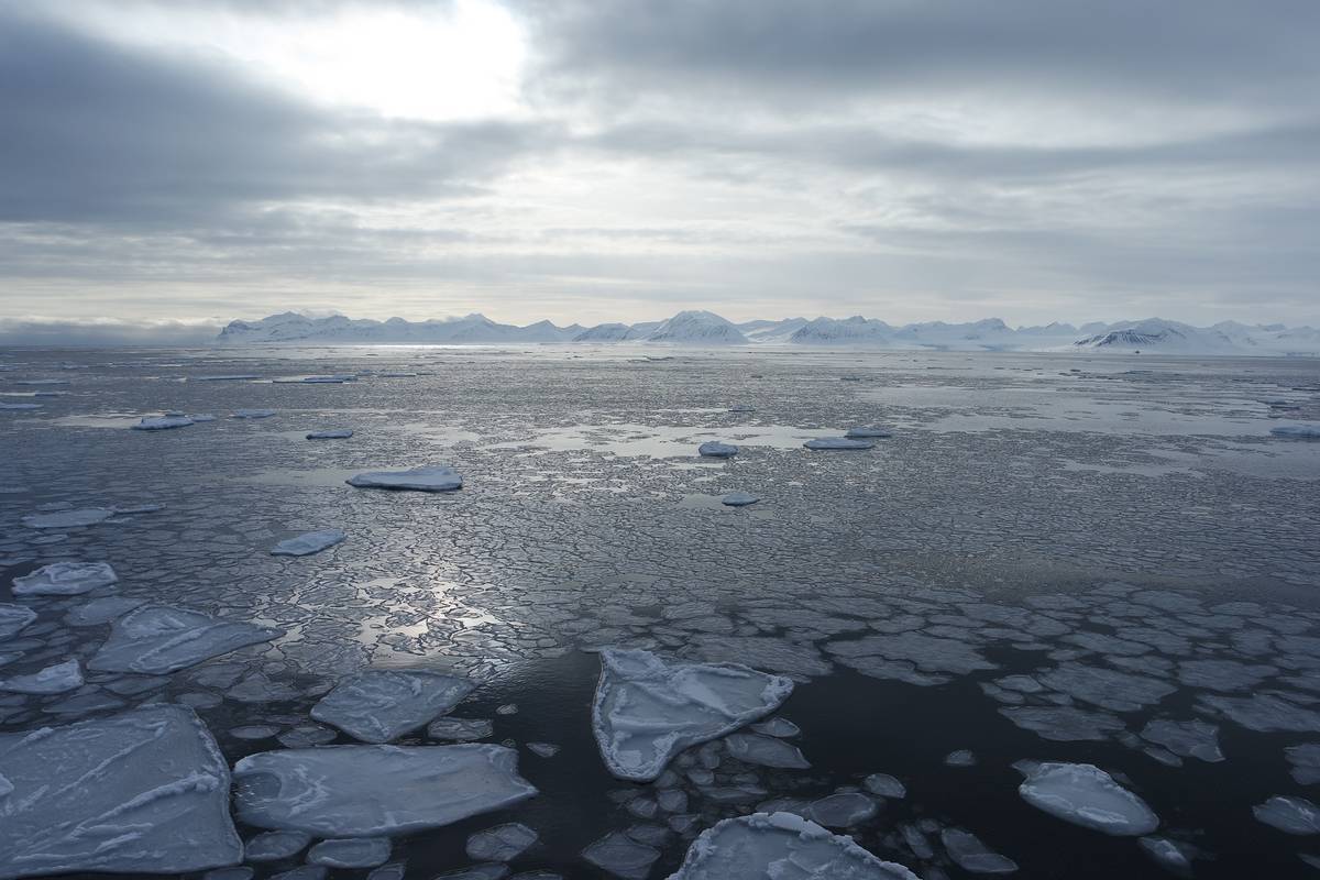 Ice floes cover a bay off the coast of Svalbard. (Photo: Finn Heukamp) Ice floes cover a bay off the coast of Svalbard. (Photo: Finn Heukamp)