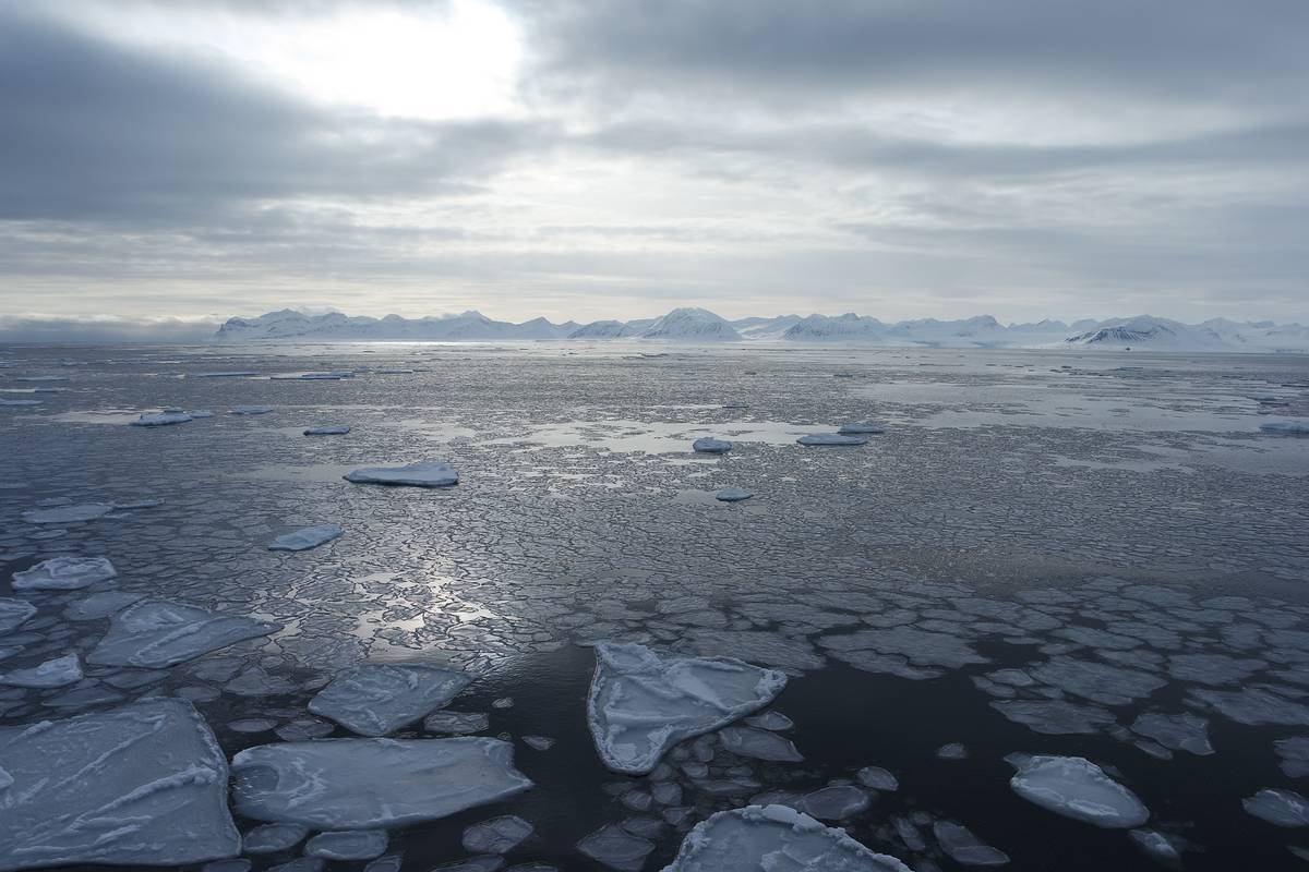 Ice floes cover a bay off the coast of Svalbard. (Photo: Finn Heukamp)