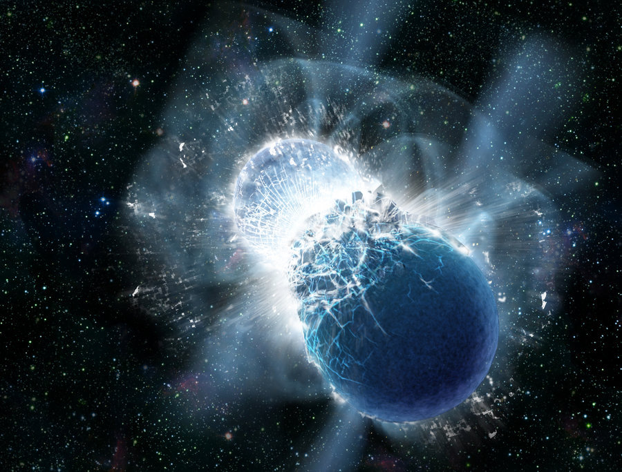 Two neutron stars at the moment of their merger. CREDIT Dana Berry SkyWorks Digital, Inc. Two neutron stars at the moment of their merger. CREDIT Dana Berry SkyWorks Digital, Inc.