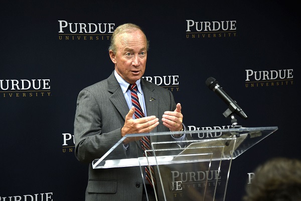 Purdue University President Mitch Daniels on Thursday (June 18) announces the university’s plan to open Purdue Polytechnic Indianapolis High School, an educational experience designed to provide a bridge for inner-city students and others to succeed in high school and to be admitted directly to Purdue University. (Purdue University photo/Mark Simons) Purdue University President Mitch Daniels on Thursday (June 18) announces the university’s plan to open Purdue Polytechnic Indianapolis High School, an educational experience designed to provide a bridge for inner-city students and others to succeed in high school and to be admitted directly to Purdue University. (Purdue University photo/Mark Simons)