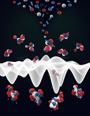 A conceptual illustration of sampling many peptide structures and selecting the best through their energy landscapes by Ahmad Hosseinzadeh and Khosro Khosravi.