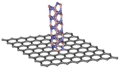 Physics professor Yoke Khin Yap says the chemical structures of graphene (gray) and boron nitride nanotubes (pink and purple) are key in creating a digital switch.