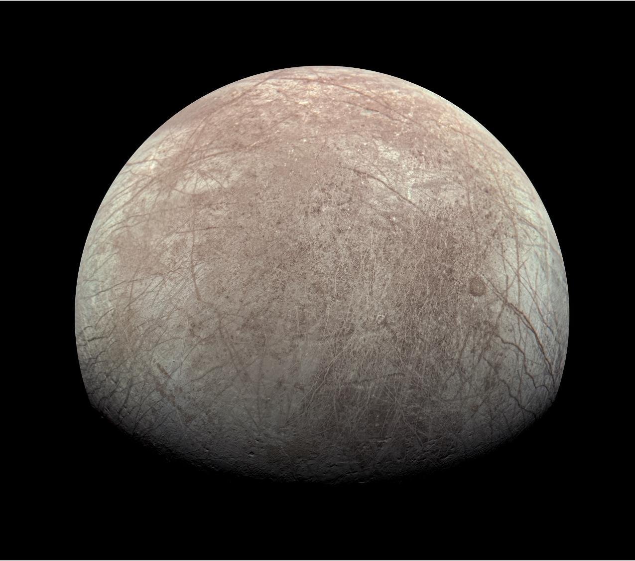 This view of Jupiter’s icy moon Europa was captured by the JunoCam imager aboard NASA’s Juno spacecraft during the mission’s close flyby on Sept. 29, 2022. The agency’s Europa Clipper spacecraft will explore the moon when it reaches orbit around Jupiter in 2030. Credit: Image data: NASA/JPL-Caltech/SwRI/MSSSImage processing: Kevin M. Gill CC BY 3.0 This view of Jupiter’s icy moon Europa was captured by the JunoCam imager aboard NASA’s Juno spacecraft during the mission’s close flyby on Sept. 29, 2022. The agency’s Europa Clipper spacecraft will explore the moon when it reaches orbit around Jupiter in 2030. Credit: Image data: NASA/JPL-Caltech/SwRI/MSSSImage processing: Kevin M. Gill CC BY 3.0