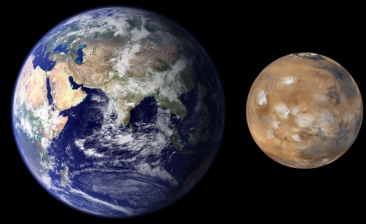Southwest Research Institute scientists developed a new process in planetary formation modeling that explains the size and mass difference between the Earth and Mars. Mars is much smaller and has only 10 percent of the mass of the Earth. Conventional solar system formation models generate good analogs to Earth and Venus, but predict that Mars should be of similar-size, or even larger than Earth. Southwest Research Institute scientists developed a new process in planetary formation modeling that explains the size and mass difference between the Earth and Mars. Mars is much smaller and has only 10 percent of the mass of the Earth. Conventional solar system formation models generate good analogs to Earth and Venus, but predict that Mars should be of similar-size, or even larger than Earth.
