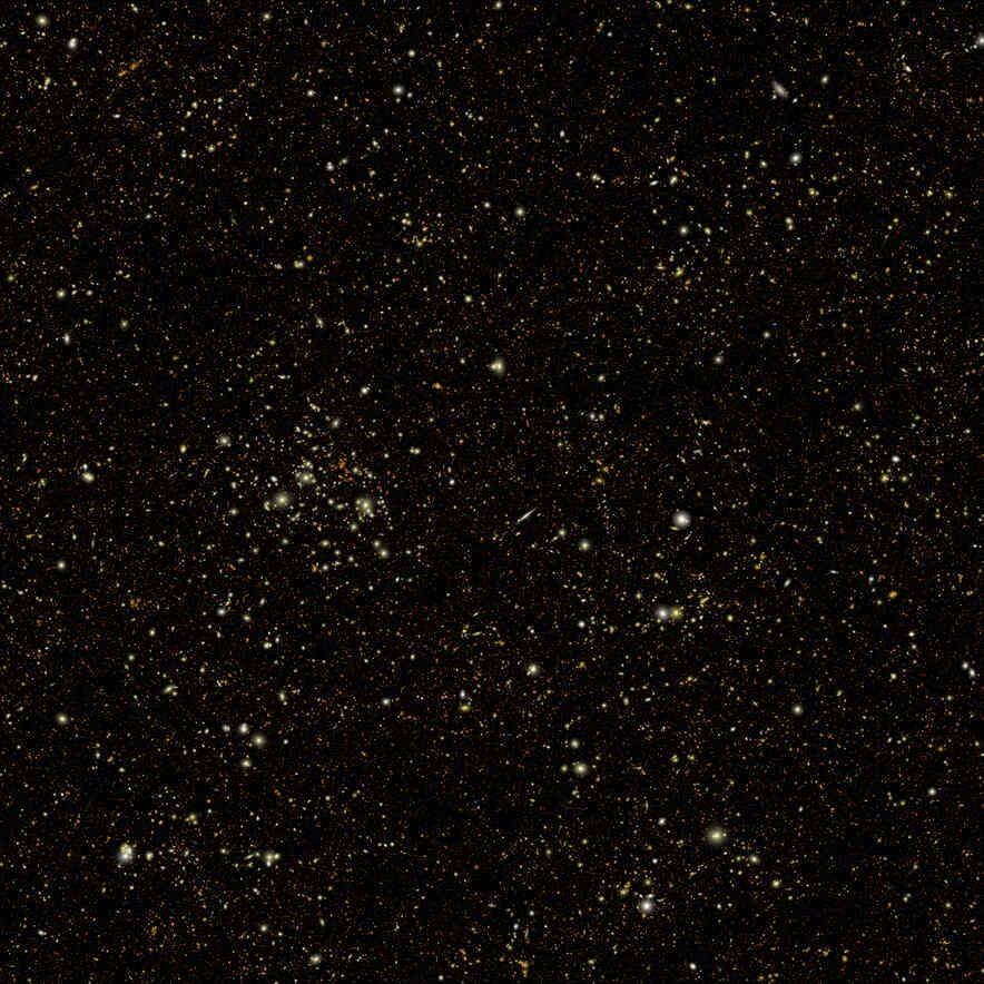 This simulated Roman deep field image, containing hundreds of thousands of galaxies, represents just 1.3 percent of the synthetic survey, which is itself just one percent of Roman's planned survey. The full simulation is available here. The galaxies are color coded – redder ones are farther away and whiter ones are nearer. The simulation showcases Roman’s power to conduct large, deep surveys and study the universe statistically in ways that aren’t possible with current telescopes. Credits: M. Troxel and Caltech-IPAC/R. Hurt This simulated Roman deep field image, containing hundreds of thousands of galaxies, represents just 1.3 percent of the synthetic survey, which is itself just one percent of Roman's planned survey. The full simulation is available here. The galaxies are color coded – redder ones are farther away and whiter ones are nearer. The simulation showcases Roman’s power to conduct large, deep surveys and study the universe statistically in ways that aren’t possible with current telescopes. Credits: M. Troxel and Caltech-IPAC/R. Hurt