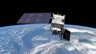 Rendering of NASA's Plankton, Aerosol, Clouds, ocean Ecosystem (PACE) satellite on orbit. Rendering of NASA's Plankton, Aerosol, Clouds, ocean Ecosystem (PACE) satellite on orbit.