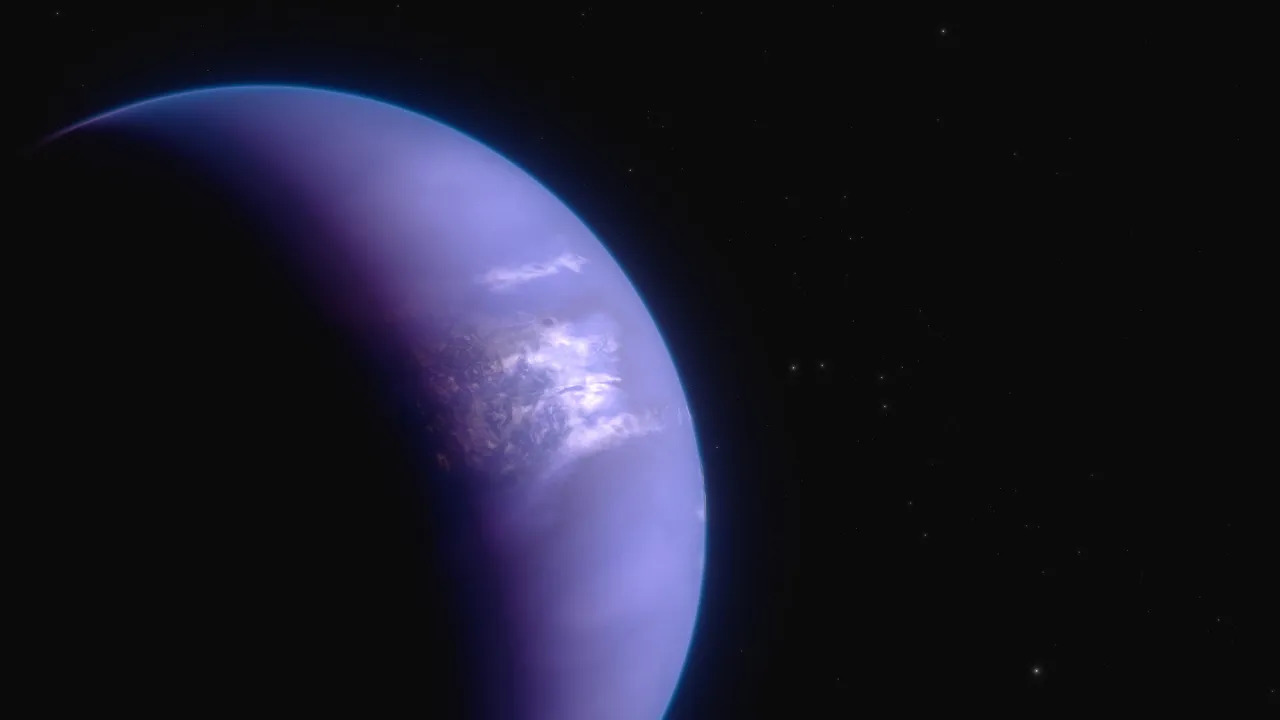 This is an artist's illustration of WASP-43 b, a Jupiter-sized gas giant planet, located about 280 light-years away in the Sextans constellation. It orbits around its star every 19.5 hours, at a distance of roughly 1.3 million miles. The planet is believed to be tidally locked, with one side always facing its star. Image credit goes to NASA, ESA, CSA, and Ralf Crawford (STScI). This is an artist's illustration of WASP-43 b, a Jupiter-sized gas giant planet, located about 280 light-years away in the Sextans constellation. It orbits around its star every 19.5 hours, at a distance of roughly 1.3 million miles. The planet is believed to be tidally locked, with one side always facing its star. Image credit goes to NASA, ESA, CSA, and Ralf Crawford (STScI).